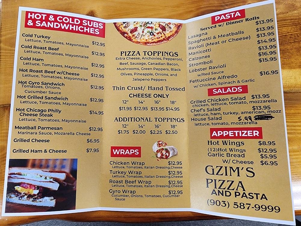 Gzim's Pizza Menu image 1